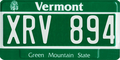 VT license plate XRV894
