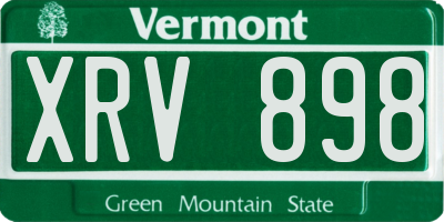 VT license plate XRV898