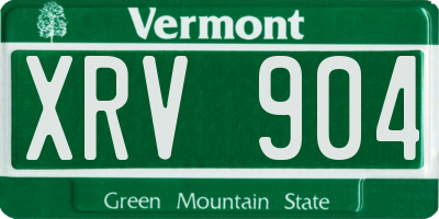 VT license plate XRV904