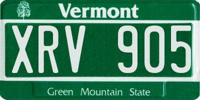 VT license plate XRV905