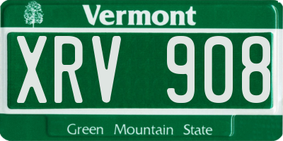 VT license plate XRV908
