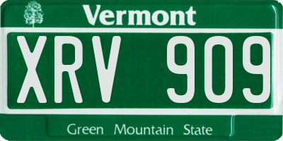 VT license plate XRV909