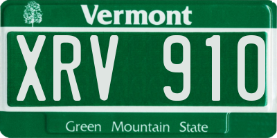 VT license plate XRV910