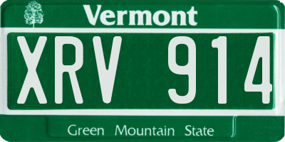 VT license plate XRV914