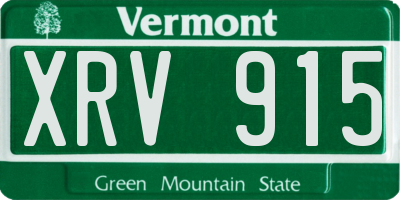 VT license plate XRV915