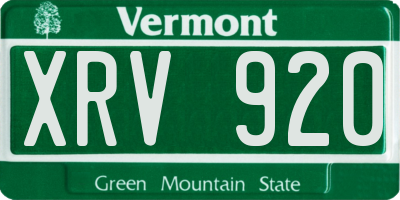 VT license plate XRV920