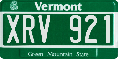 VT license plate XRV921