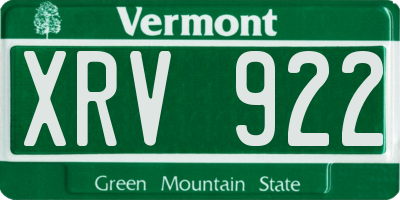VT license plate XRV922
