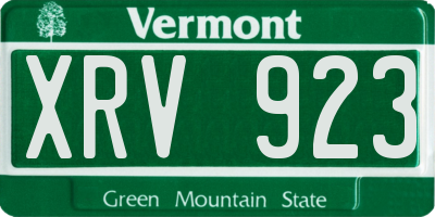 VT license plate XRV923