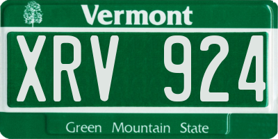 VT license plate XRV924