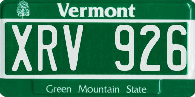 VT license plate XRV926
