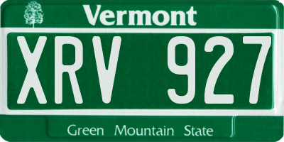 VT license plate XRV927