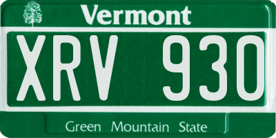 VT license plate XRV930