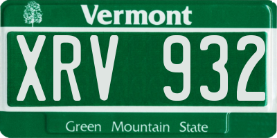 VT license plate XRV932