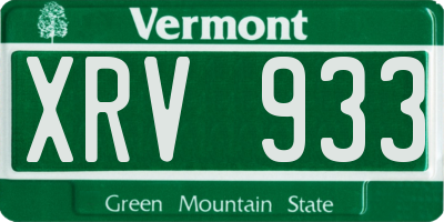 VT license plate XRV933