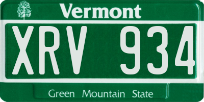 VT license plate XRV934