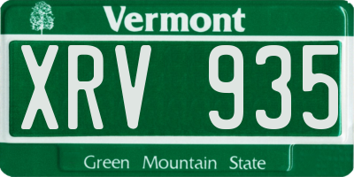 VT license plate XRV935