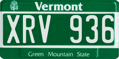 VT license plate XRV936