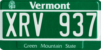 VT license plate XRV937
