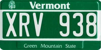 VT license plate XRV938