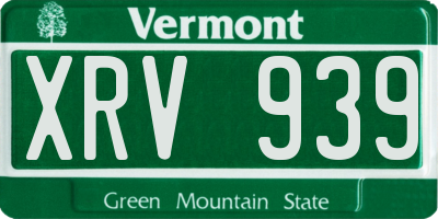 VT license plate XRV939