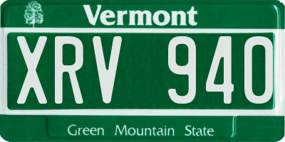 VT license plate XRV940