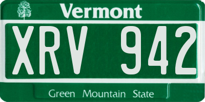 VT license plate XRV942