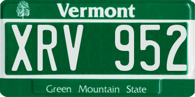 VT license plate XRV952