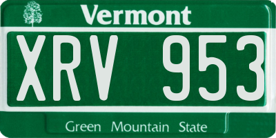 VT license plate XRV953