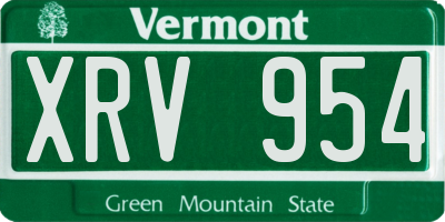 VT license plate XRV954