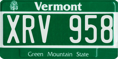 VT license plate XRV958