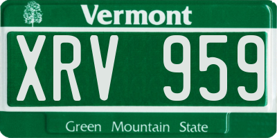 VT license plate XRV959