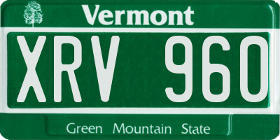 VT license plate XRV960