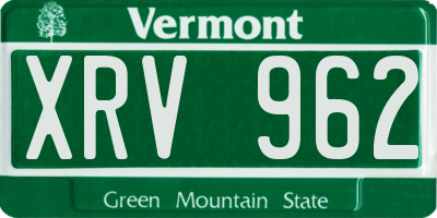 VT license plate XRV962