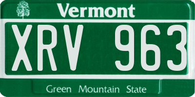 VT license plate XRV963