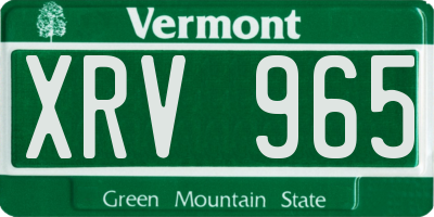 VT license plate XRV965