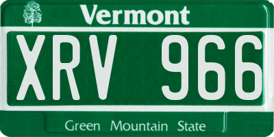 VT license plate XRV966