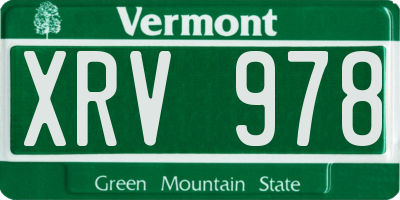 VT license plate XRV978