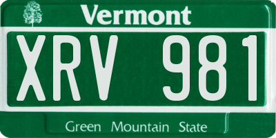 VT license plate XRV981