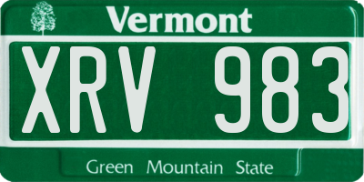 VT license plate XRV983
