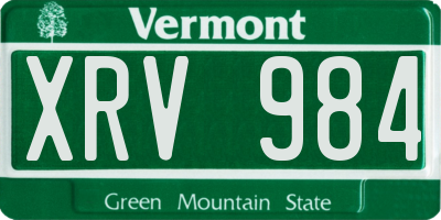 VT license plate XRV984