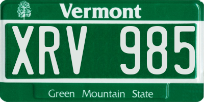 VT license plate XRV985