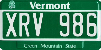 VT license plate XRV986