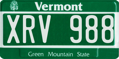 VT license plate XRV988