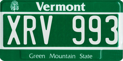 VT license plate XRV993