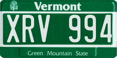 VT license plate XRV994