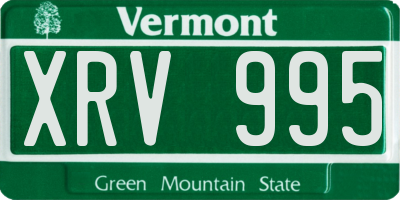 VT license plate XRV995