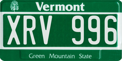 VT license plate XRV996