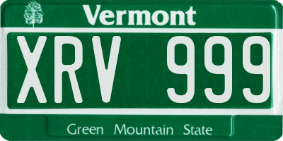 VT license plate XRV999