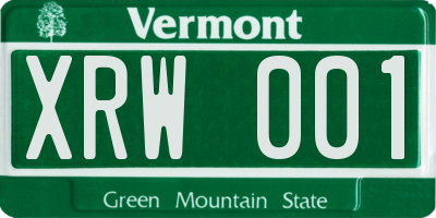 VT license plate XRW001